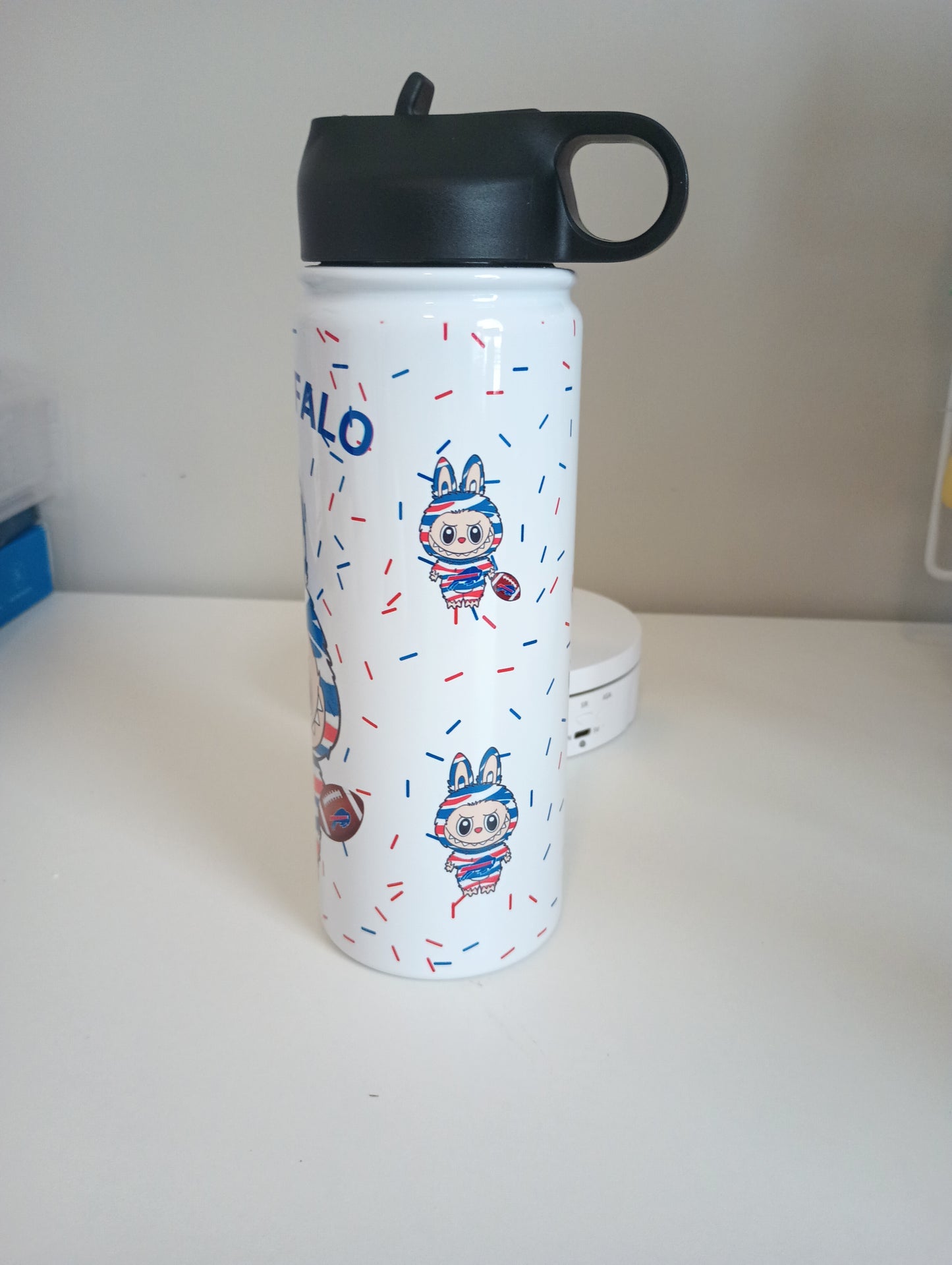 Labubu .. buffalo bills.. LA BU FFALO 18 oz stainless steel water bottle