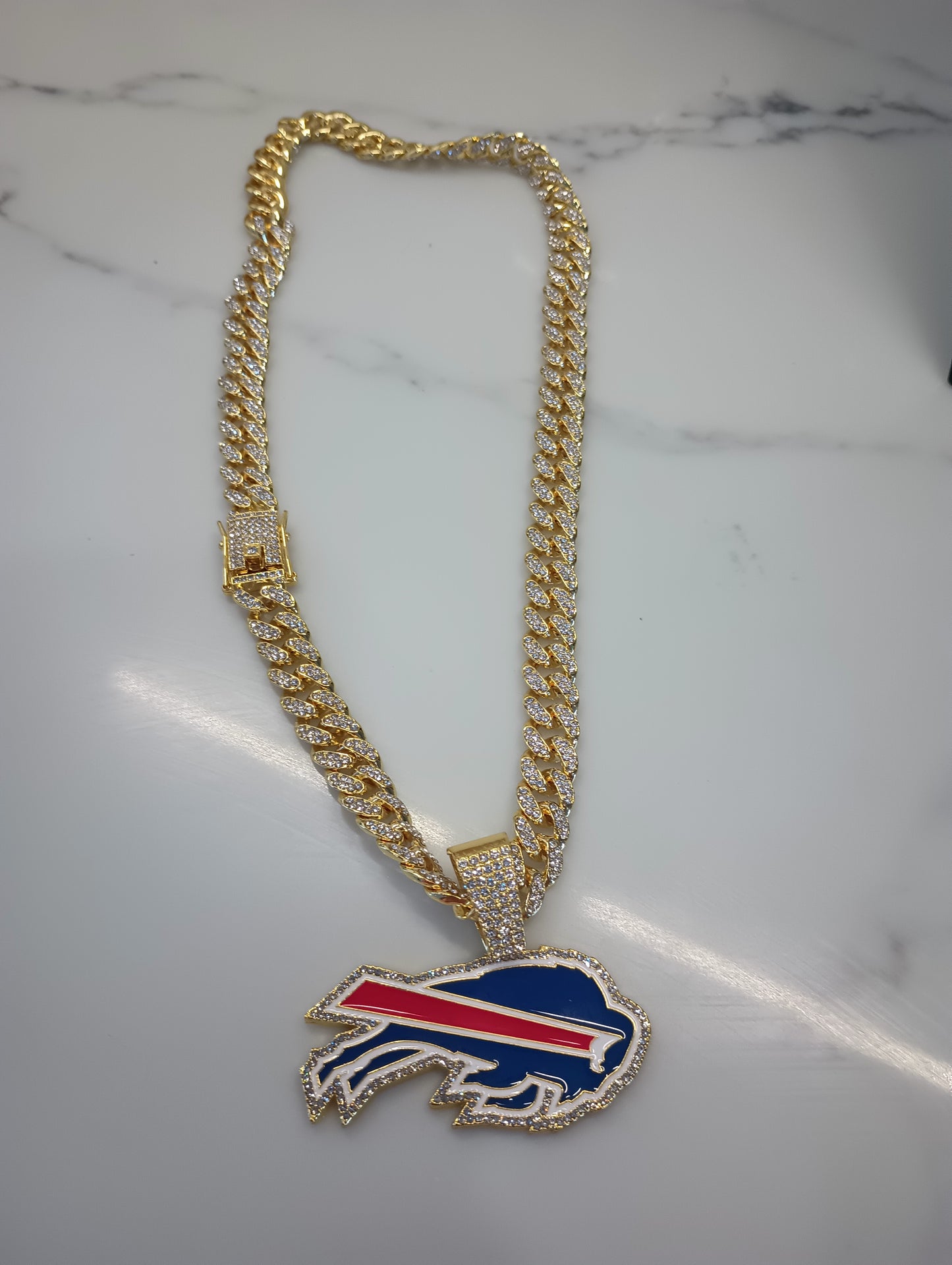 Buffalo bills sparkling Pendant 20 inch gold color
