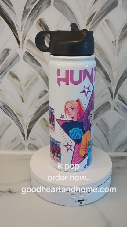 K Pop demon hunters 18 oz stainless steel water bottle