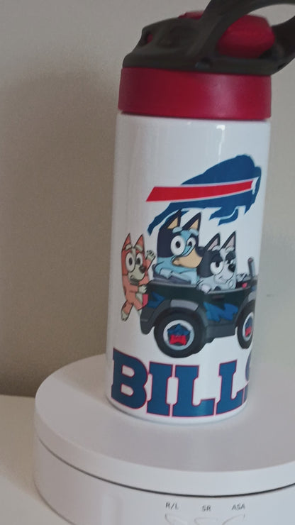 12 oz Bluey Buffalo bills stainless steel water bottle
