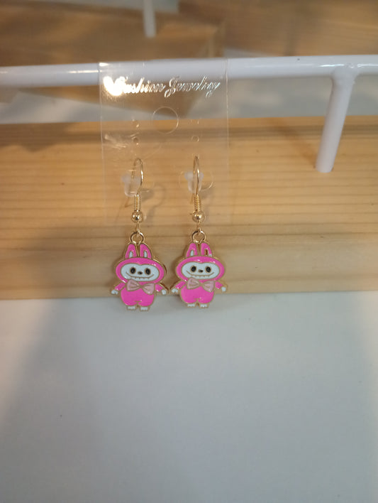 Labubu pink earrings