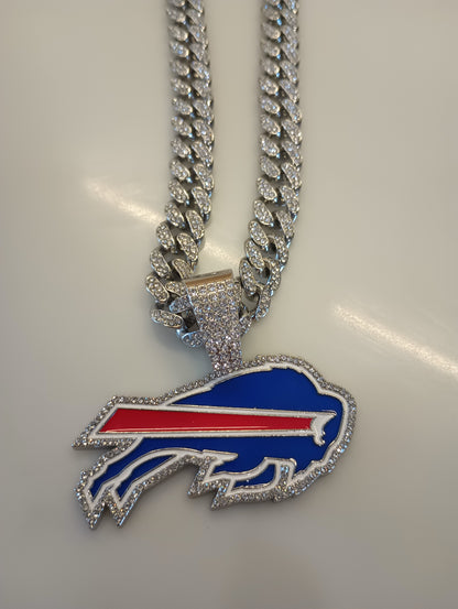 Buffalo bills pendant sparkly 20 inch silver color