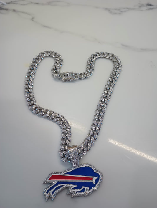Buffalo bills pendant sparkly 20 inch silver color