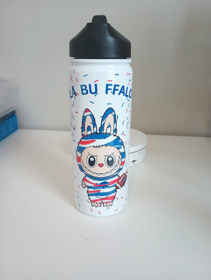 Labubu .. buffalo bills.. LA  BU FFALO 18 oz stainless steel water bottle