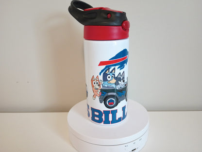 12 oz Bluey Buffalo bills stainless steel water bottle